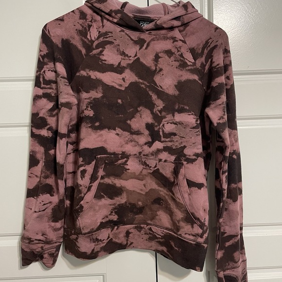 Athleta Girl Tie‎ Dye Hoodie Sweatshirt Pink Brown Pullover Youth L 12 - Picture 3 of 12